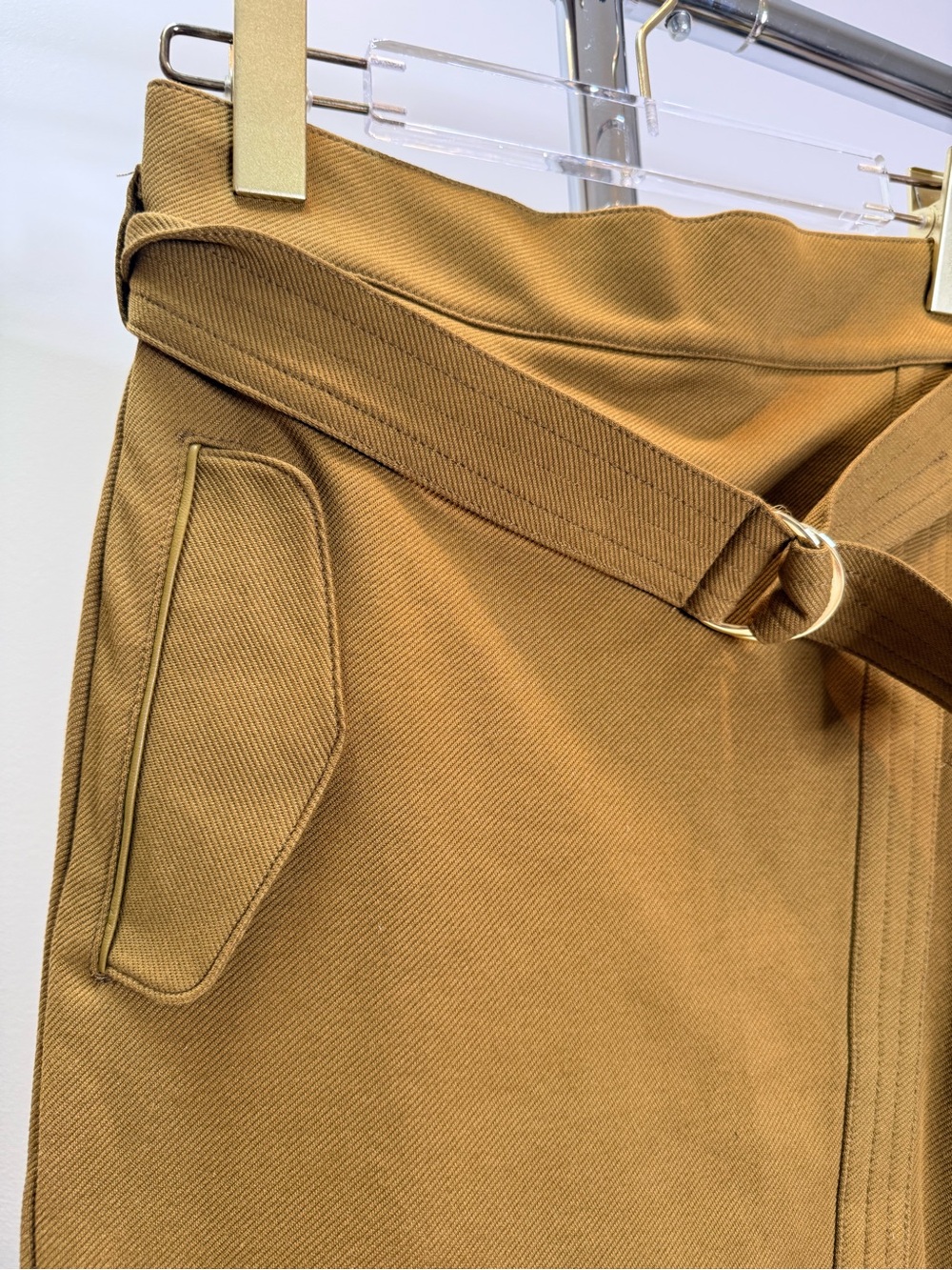 H&M Camel Brown Belted Wrap Pencil Skirt XS - Picture 2 of 3